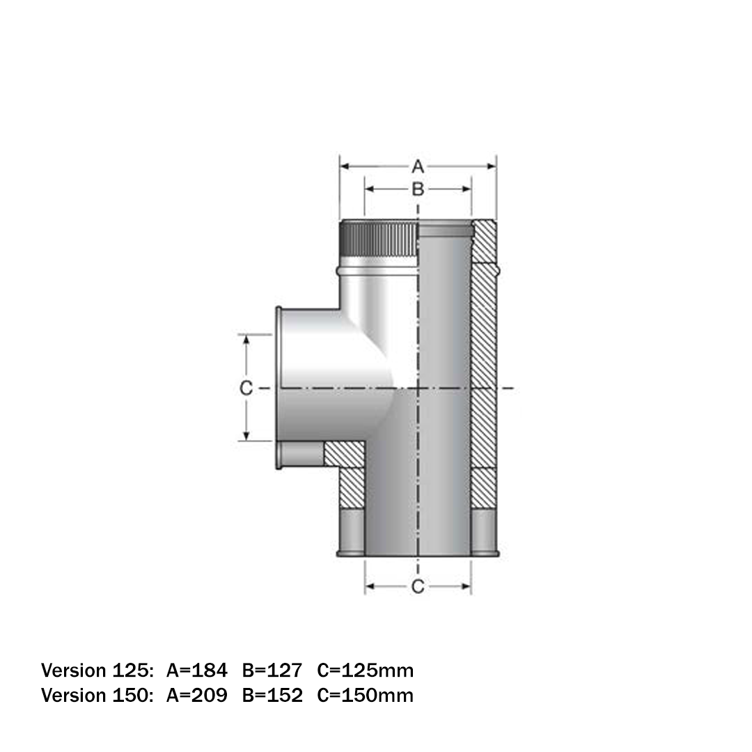 Chimney Tee-Connection 90 degree black