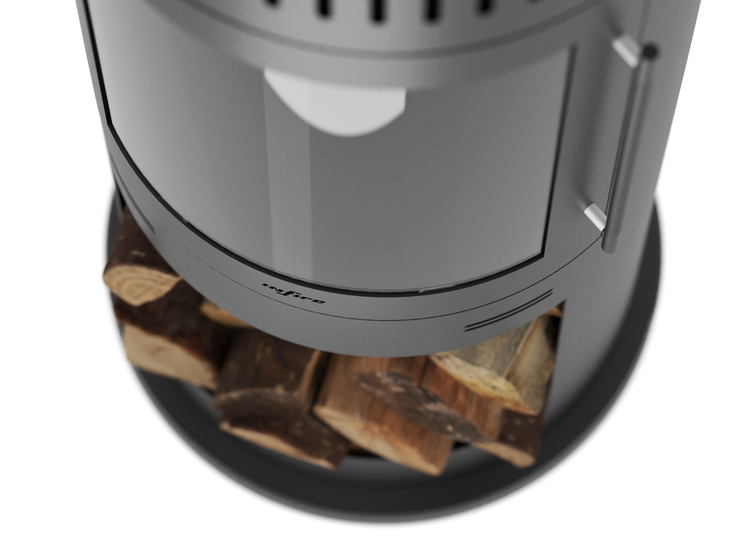 Round Free standing INCOZA 4 Bioethanol Fireplace stove with log storage -Homexpert