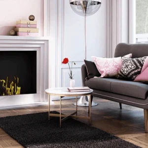 BioFireplace NOVEMBER TÜV White surrounded by modern furniture in a bright living room. Homexpert, Cork