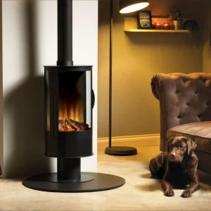 Solution Cylindrical Free standing electrc fire on pedestal