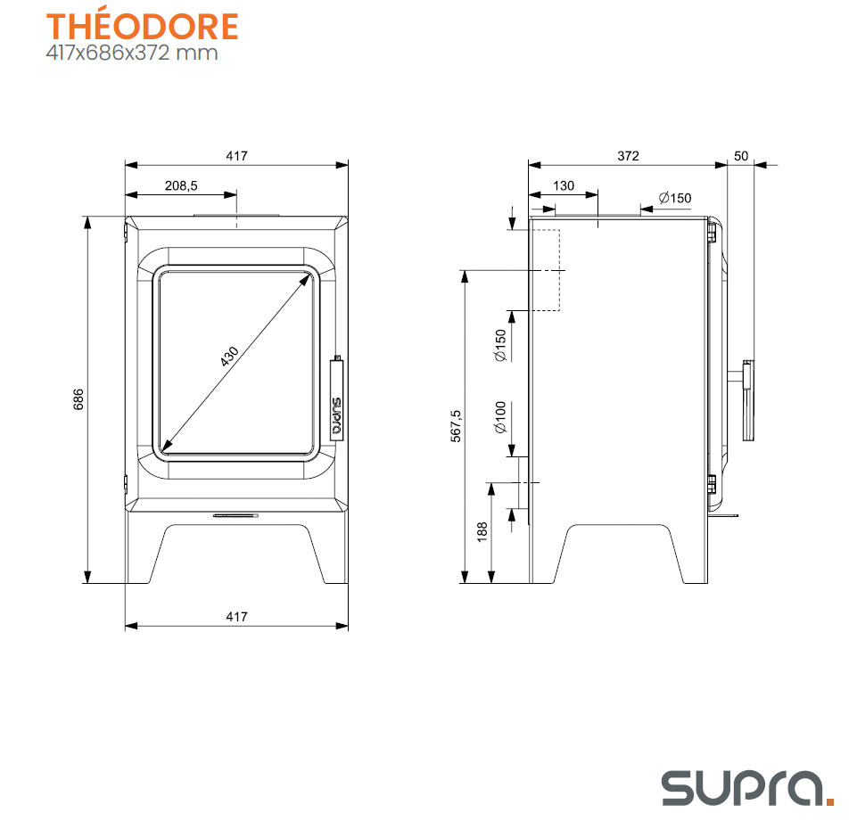 Theodore small stove for small room.